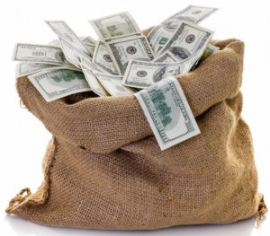 Money Burlap bag
